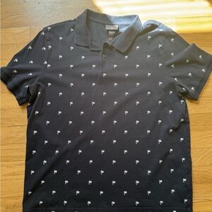 H&M Navy Polo Shirt with White Palm Print